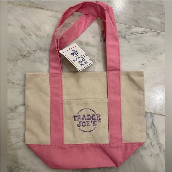 Trader Joe’s Pink Mini Pastel Tote Bag - Picture 1 of 1
